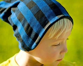 SALE SALE Blue Buffalo Check Baby Beanie/ Baby Hat/ Newborn Hat/ Beanie/ Toddler Beanie/ Slouchy Beanie/ Newborn/ Newborn Beanie/ Baby Showe