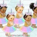Unicorn Princess Pastel Rainbow Colors Tutu Ballet Shoe Unicorn Horn Headband | Vintage Baby Girl Afro Puffs | Clipart Instant Download