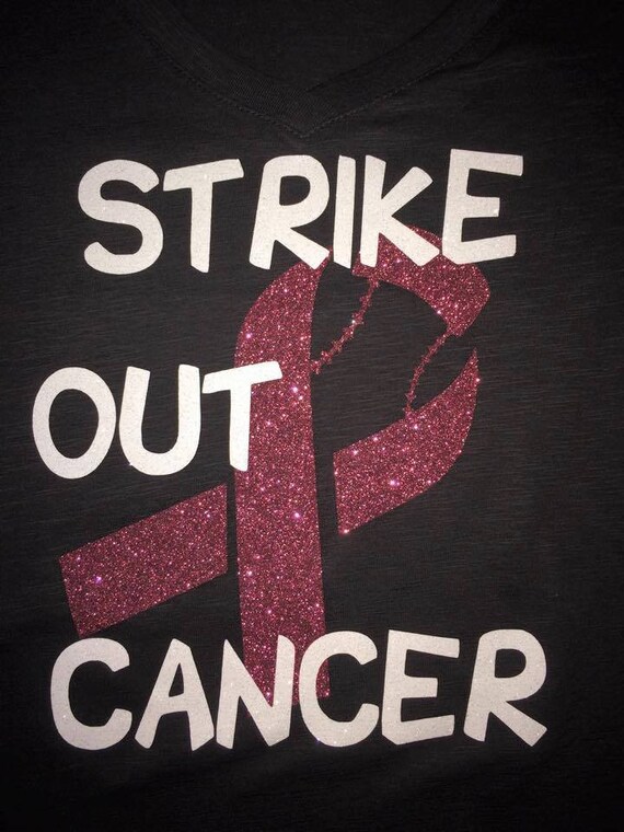 Items similar to Women’s Strike Out Cancer Glitter Shirt on Etsy