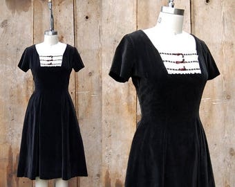 25% OFF ON SALE - c. 1950s velvet dress + vintage 50s Jonathan Logan black party dress