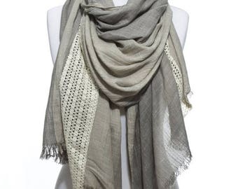 Beige Lace Scarf Lightweight Spring Summer Woman Fashion Accessory Women Fashion Scarves Accessories Gift Ideas For Her Mom Bestfriend Gifts