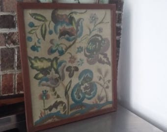 Large Vintage Tapestry Needlepoint Plants