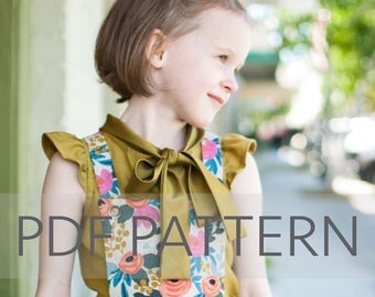 Penny Blouse PDF, girl blouse pattern, girl pdf, sewing pattern, children's pattern, top pattern, summer pdf, girl pattern, flutter pattern