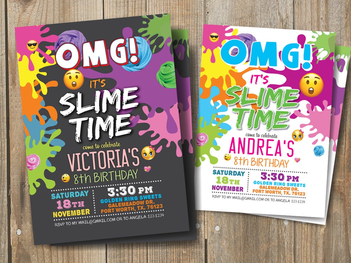 Slime Birthday Party invitation Slime Party invitation