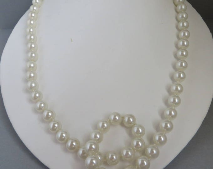 Vintage Faux Pearl Necklace, 23 Inch Necklace, Long Pearl Necklace, Summer Jewelry, Gift for Her