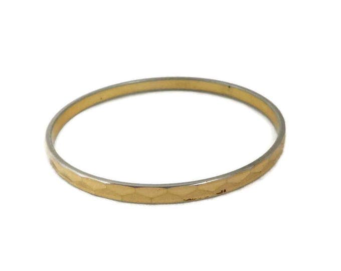 Vintage Monet Bangle | Gold Tone Triangle Pattern Skinny Bangle Bracelet