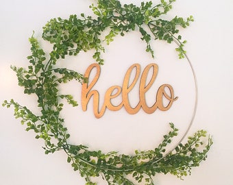 BEST SELLING, Modern wreath, spring wreath, hoop wreath, summer wreath, hello wreath, wreath for summer, door wreath, front door wreath