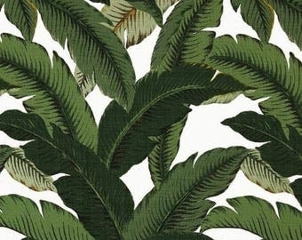 SHIPS SAME DAY Banana Leaves Outdoor Fabric, Dark Green Palm Leaves Upholstery Fabric Beverly Hills Hollywood Regency Outdoor by the yard