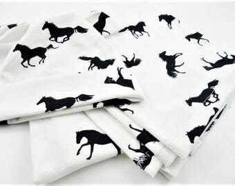 White & Black Horse Baby Swaddle Set - Swaddle Blanket and Hat - Made to Order