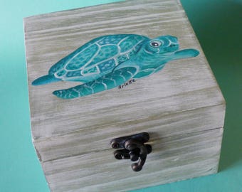 Sea turtle box Nautical Wooden keepsake box Sea turtle decor Sea turtle gifts for teenage girls Jewelry boxes women gift ideas Ocean animals