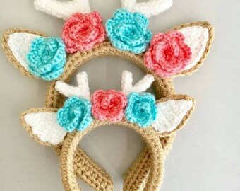 Deer Headband - deer birthday outfit - woodland outfit - woodland party - deer copay - doll headband - 18 inch doll headband - dollie and me