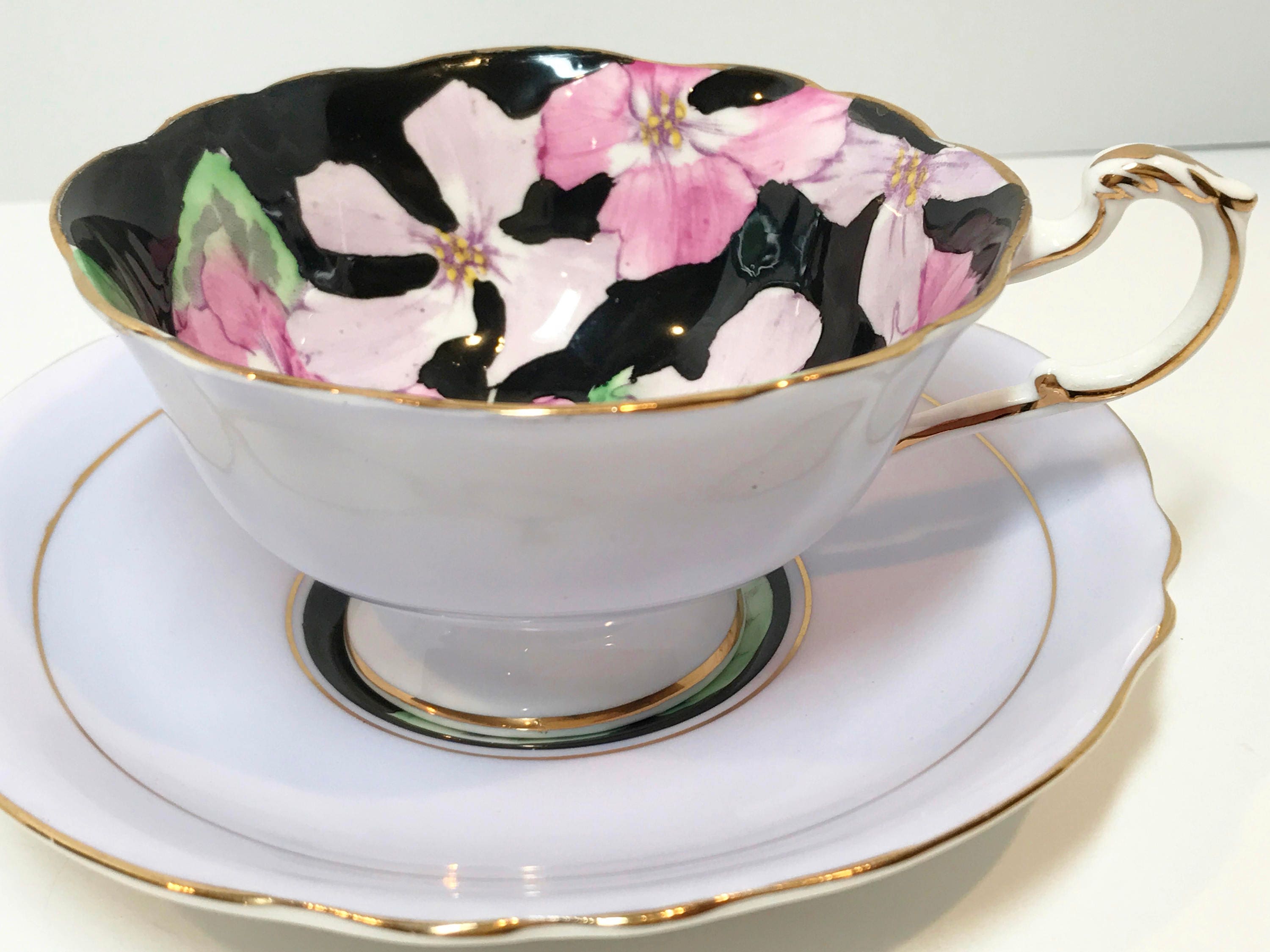 Paragon Tea Cup and Saucer, Hand Painted Cups, Lilac Paragon Cup, Antique Tea Cups, English Bone