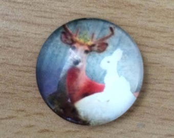 Deer and rabbit pattern glass cabochon pendant