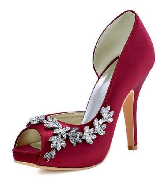 dark red satin shoes