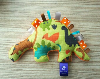 Baby Dinosaur Taggie Comforter - Made to Order personalised, Baby Boy Gift, New Baby, Christening, 1st birthday CE Tested, choice of fabrics