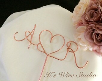 A Custom Wedding Cake Topper, Initials Wedding Cake Topper, Monogram Cake Topper, Wire Heart Cake Decorations, A Custom Wire Decorations