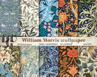 40% Digital Decoupage Paper WILLIAM MORRIS DECO Digital Paper Pack Art Nouveau 1920's Great Gatsby Patterns printable paper downloads Des.