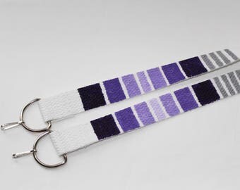 Purple and silver gradient hand painted camera strap