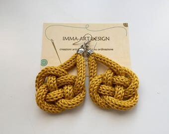 yellow mustard color earrings tricot