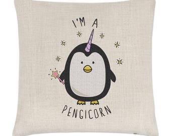 I'm A Pengicorn Linen Cushion Cover