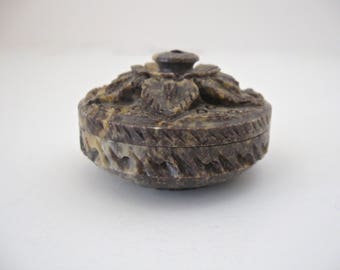 Small Soapstone Incense Burner, Chinese Soapstone Lidded Incense Burner