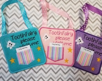 Tooth Fairy, Tooth fairy pillow alternative, tooth fairy please stop here, custom name tooth fairy door hanger