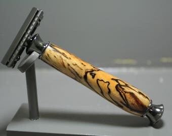 Wooden Safety Razor, Wood Safety Razor, Double Edge Safety Razor, Shaving Razor - Spalted Hickory