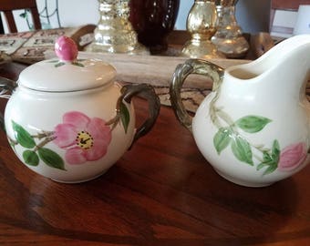 Franciscan Desert Rose Creamer and Sugar Bowl with Black Backstamp