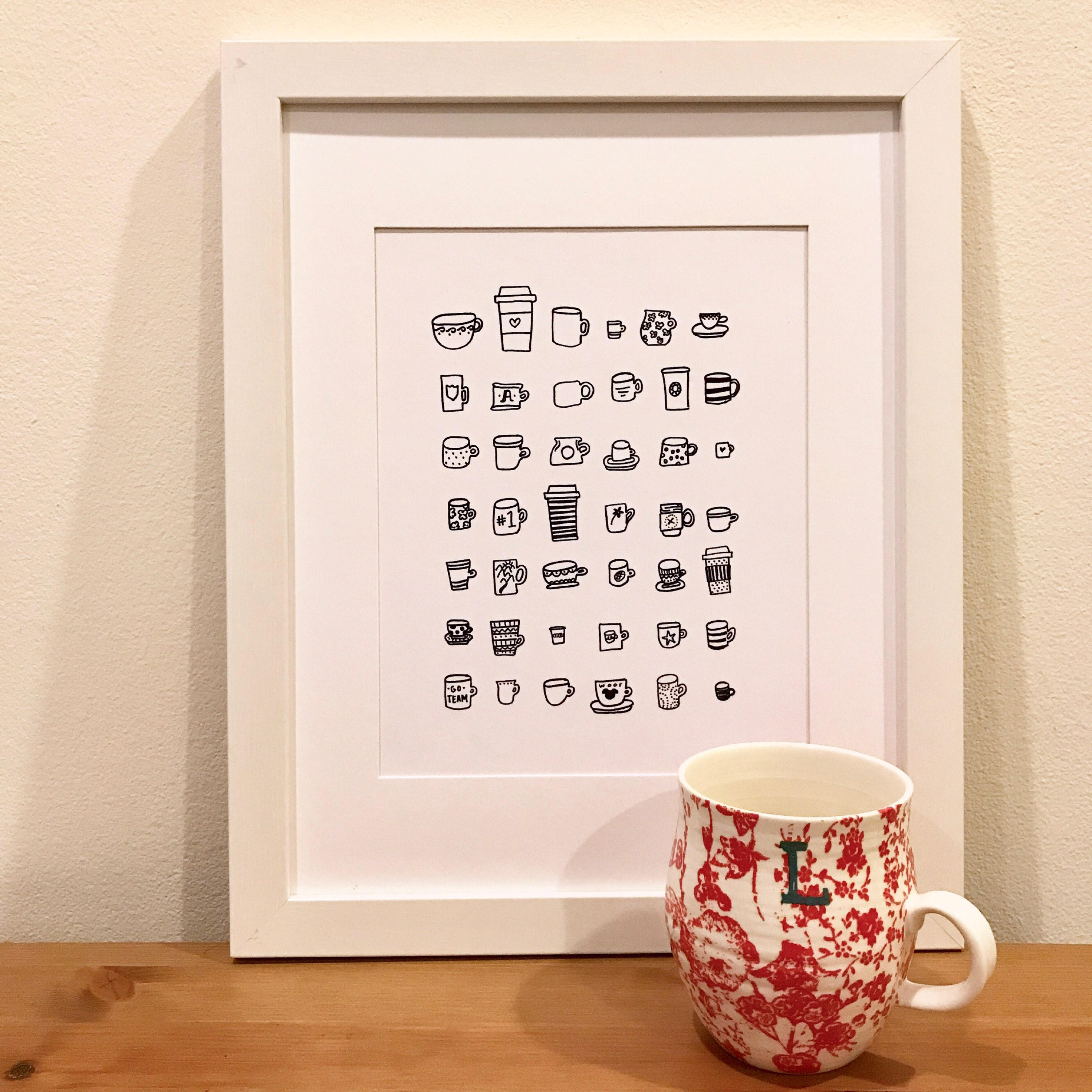 Art Print Coffee Cups Kitchen Decor Home Decor Kitchen