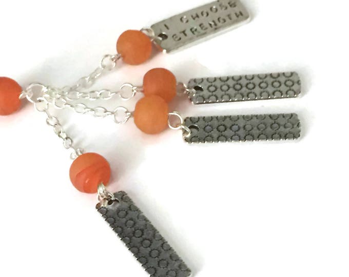 Multiple Sclerosis Awareness Key Chain - MS Support KeyChain - Orange Awareness - Hope - Believe - I Choose Strength - Warrior - Fearless