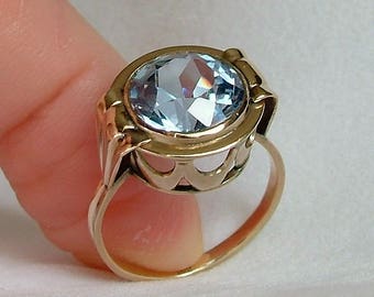 European Blue Topaz Gold Ring * Blue Topaz Gold Ring * Topaz Gold Ring * Blue Topaz Ring * European Gold Ring