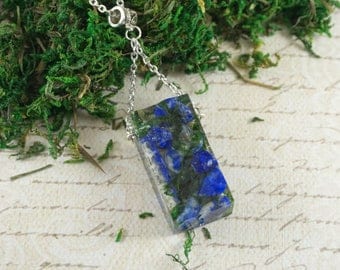 Lapis lazuli necklace Gift|For|Her Birthday Gift|For|Friend Blue stone necklace Dainty necklace Statement necklace Terrarium necklace clear
