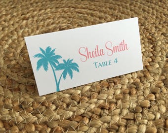 Place Cards, Wedding Place Cards, Destination Wedding, Beach Wedding, Custom Place Cards, Place Cards for Wedding, Palm Tree Place Cards
