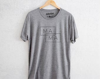 Mama Boxed - Tri-Blend Unisex Crew Grey - Quote Tee, Motivational tee, Positive Quote T-shirt, Gift for Her, cool mom, New mom, mama