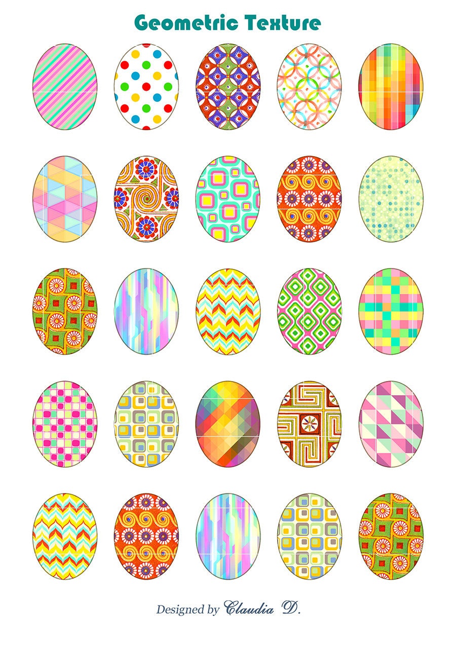 Cabochon Template Oval 30x40mm 22x30mm 18x25mm Geometric Texture Digital Collage Sheets Free Printable Cabochon Templates