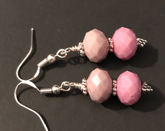 Pink earrings, pink crystal earrings, bright pink earrings, pink Jewelry