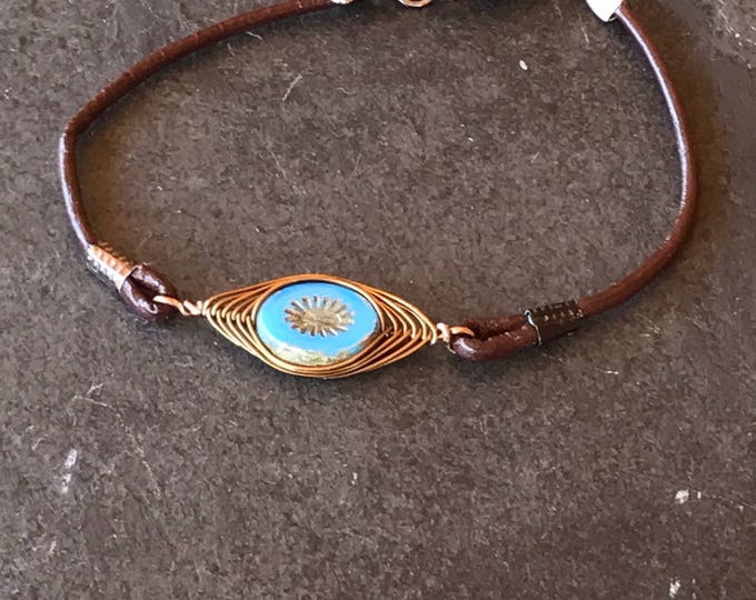 Boho brown leather bracelet, Brown leather bracelet, Boho Jewelry, Bohemian bracelet, Free spirit bracelet, gypsy bracelet