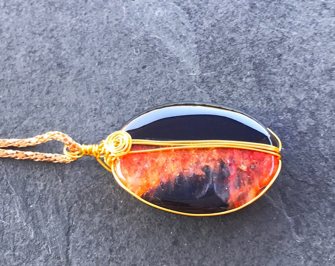 Orange and Black Agate Necklace, Black and Orange Necklace, Black Agate Necklace, Orange Agate necklace, Black Agate Jewelry