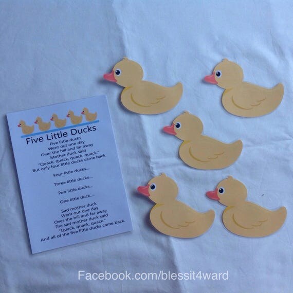 Five Little Ducks Rhyme sheet / cards Instant download PDF