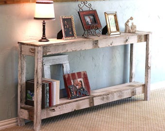 Rustic Sofa Table in Farmhouse White