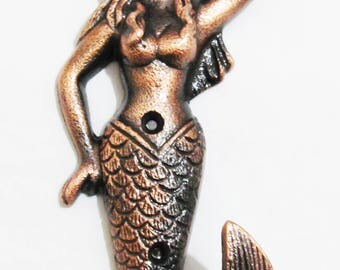 MERMAID - Copper Finish Cast Iron Coat Hook Hanger