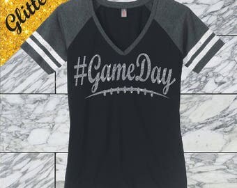 Glitter Football Mom Shirt Game Day Shirt Game Day Football Mom Glitter Football Shirt Game Day Glitter Shirt #Gameday Shirt Custom DM476