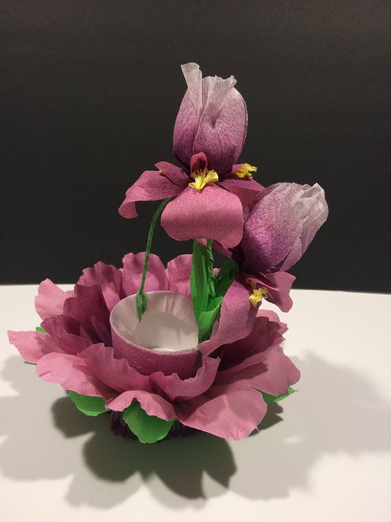 Vintage Style Crepe Paper Flower Baskets unique gift wrap or