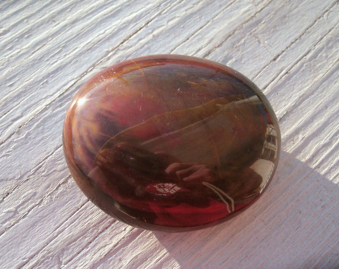 Polished Red Petrified Wood, Palm Stone,80g, 57 x 47mm, display specimen, metaphysical, rocks and minerals, fossils, 2.2", crystal healing