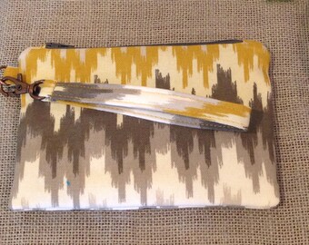 Modern puttern Wristlet Yellow and Gray