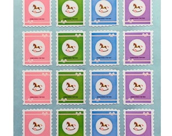 Set of 120 labels - Hand made for you - rocking horse