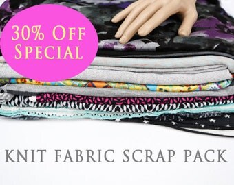 SALE Knit Fabric Variety Surprise Scrap Pack Larger Pieces