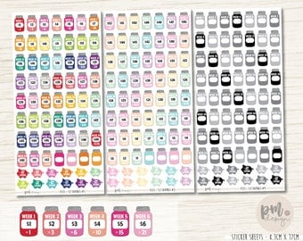 52 Week Savings Challenge Stickers - Planner Stickers - FS31