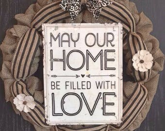 Burlap Chevron Wreath, Burlap Wreath, Monogram Wreath, Year Around Wreath