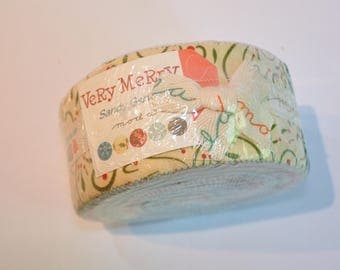 Jelly roll Very Merry by Sandy Gervais of Moda Quilt Fabric cotton Out of print hard to find